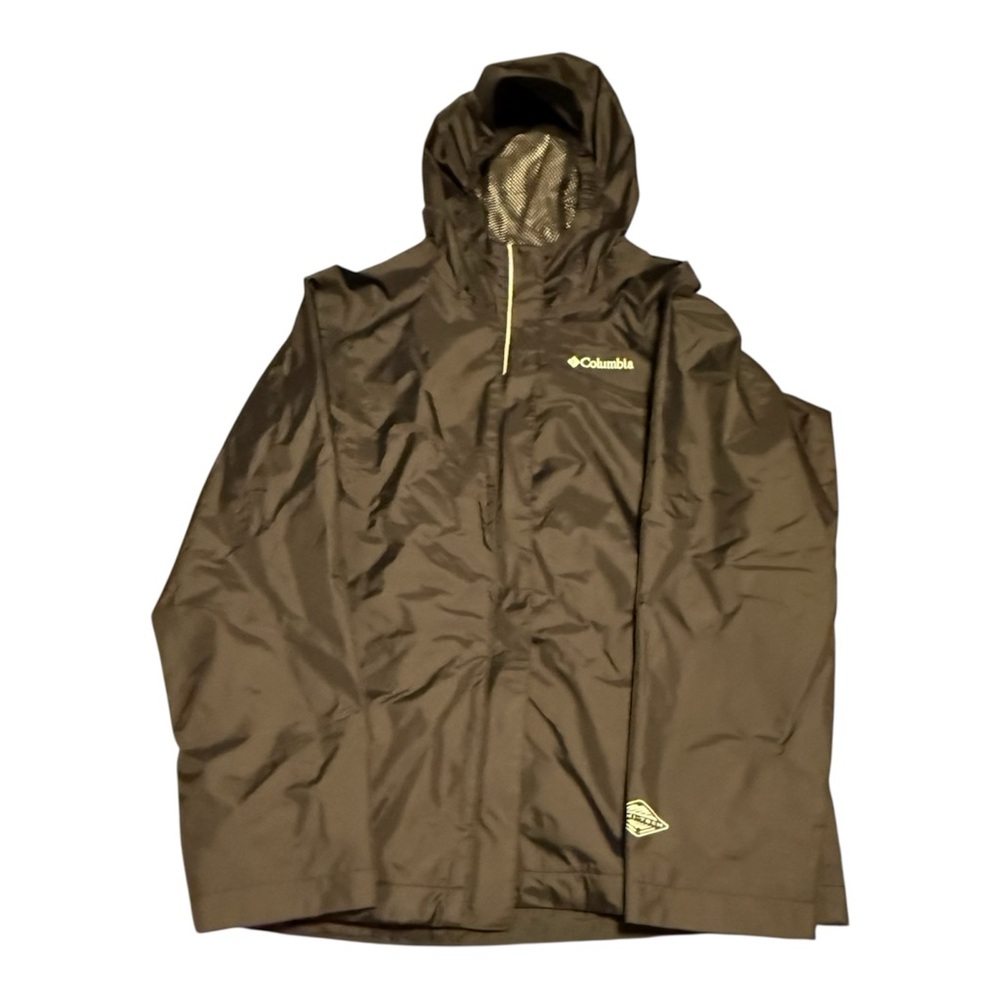 Columbia Women’s Omni-Tech Rain Jacket Black Hooded Windbreaker (BLACK,LARGE)